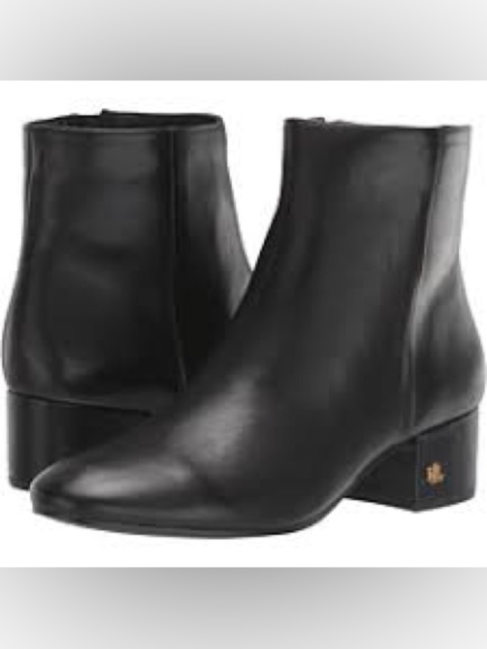 Ralph Lauren Welford Black Leather Ankle Boots NWOT